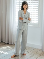 Chelsea Peers Grey TENCEL™ Modal Long Button Up Pyjamas Set - Image 1 of 5
