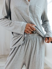 Chelsea Peers Grey TENCEL™ Modal Long Button Up Pyjamas Set - Image 3 of 5