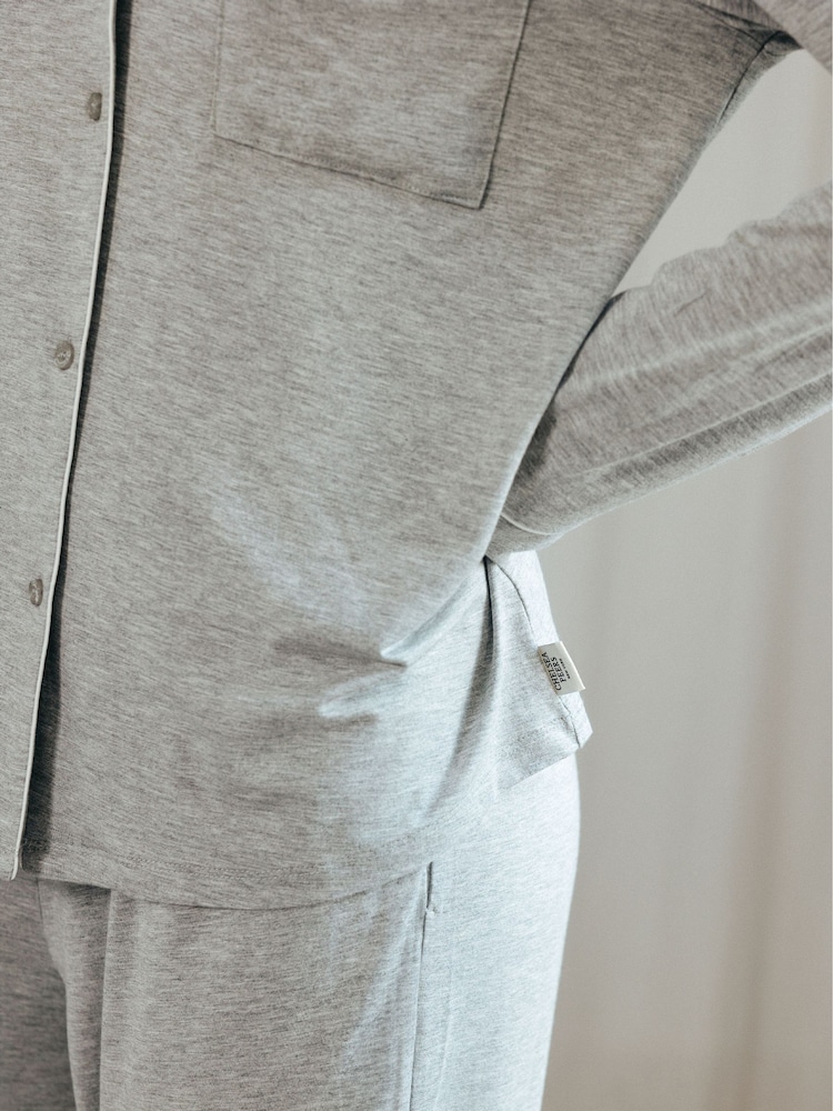 Chelsea Peers Grey TENCEL™ Modal Long Button Up Pyjamas Set - Image 5 of 5