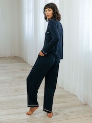 Chelsea Peers Blue TENCEL™ Modal Long Button Up Pyjamas Set - Image 2 of 5