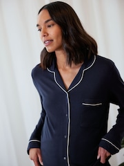 Azul - Chelsea Peers Maternity TENCEL™ Modal Long Button Up Pyjamas Set - Imagen 4 de 5