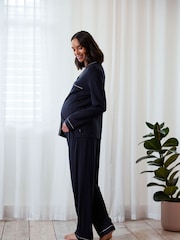 Azul - Chelsea Peers Maternity TENCEL™ Modal Long Button Up Pyjamas Set - Imagen 5 de 5