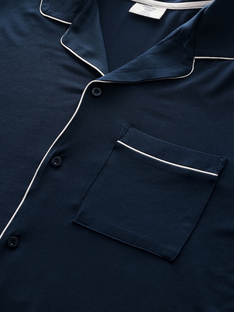 Chelsea Peers Blue TENCEL™ Modal Long Button Up Pyjama Set - Image 11 of 11