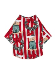 Chelsea Peers Red Pet Christmas Dog & Wreath Print Pyjama T-shirt - Image 2 of 4