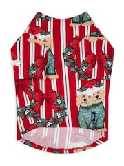 Chelsea Peers Red Pet Christmas Dog & Wreath Print Pyjama T-shirt - Image 3 of 4