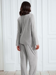 Chelsea Peers Grey Maternity TENCEL™ Modal Long Button Up Pyjamas Set - Image 5 of 5