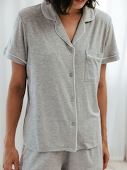 Chelsea Peers Grey TENCEL™ Modal Short Button Up Pyjamas Set - Image 4 of 8