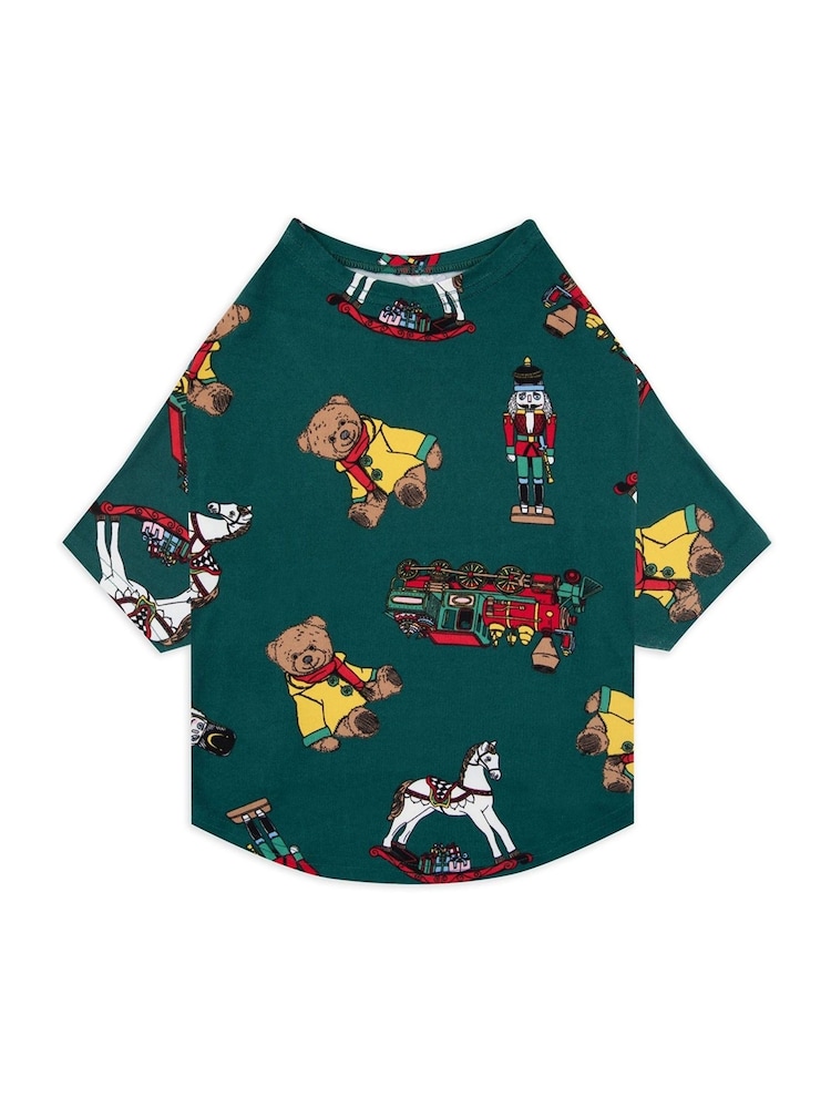 Chelsea Peers Green Pet Christmas Toys Print Pyjama T-shirt - Image 2 of 4 Chelsea Peers Green Pet Christmas Toys Print Pyjama T-shirt - Image 2 of 4