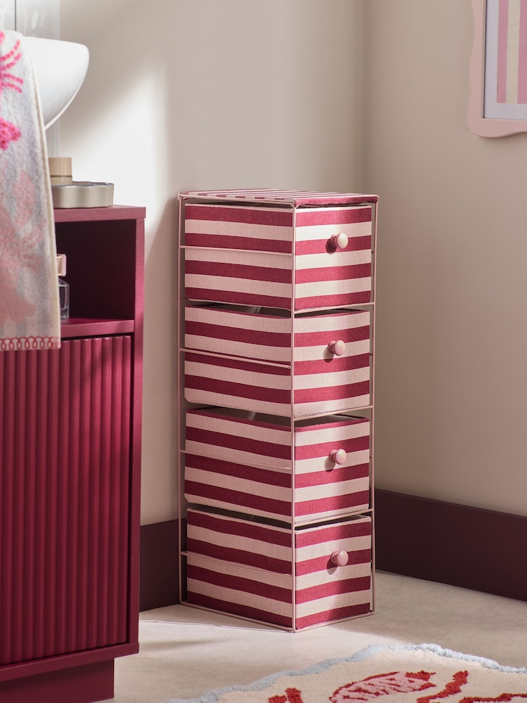 Pink and Red Berry Stripe Fabric Storage Drawers - Image 1 of 4