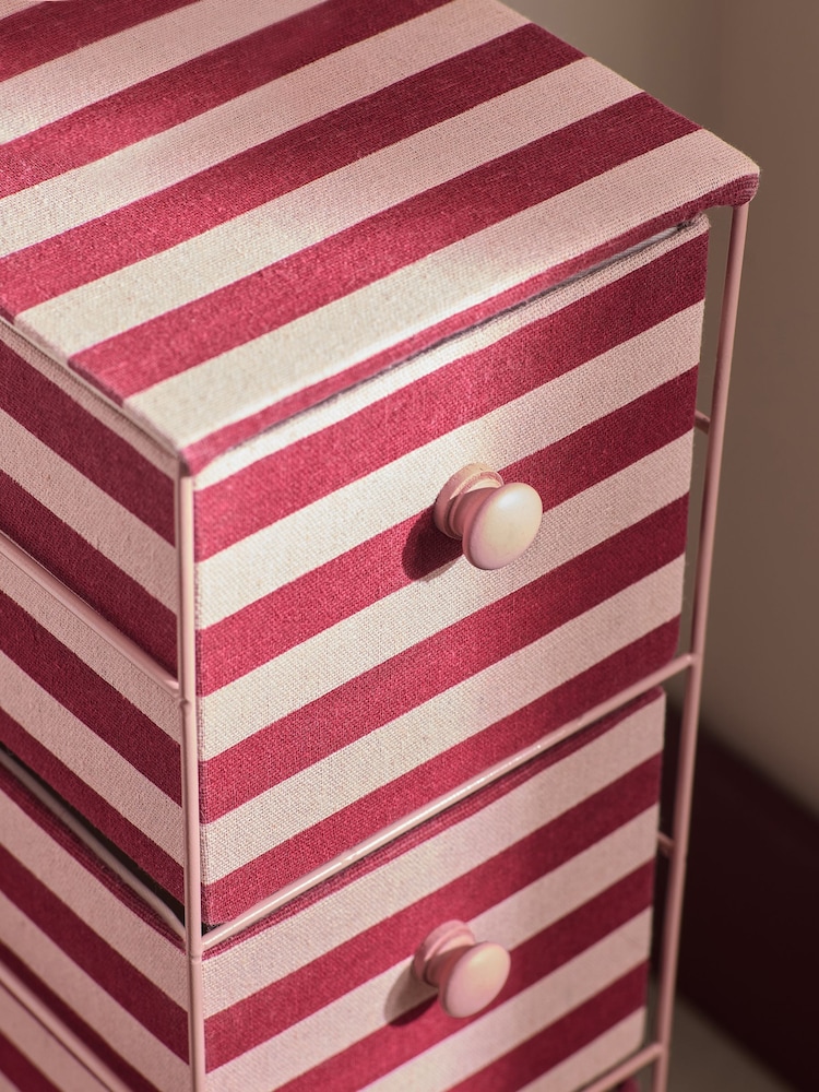 Pink and Red Berry Stripe Fabric Storage Drawers - Image 4 of 4