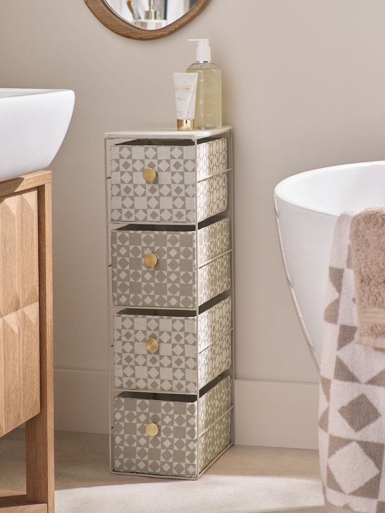 Natural Geo Print Fabric Storage Drawers - Image 1 of 6