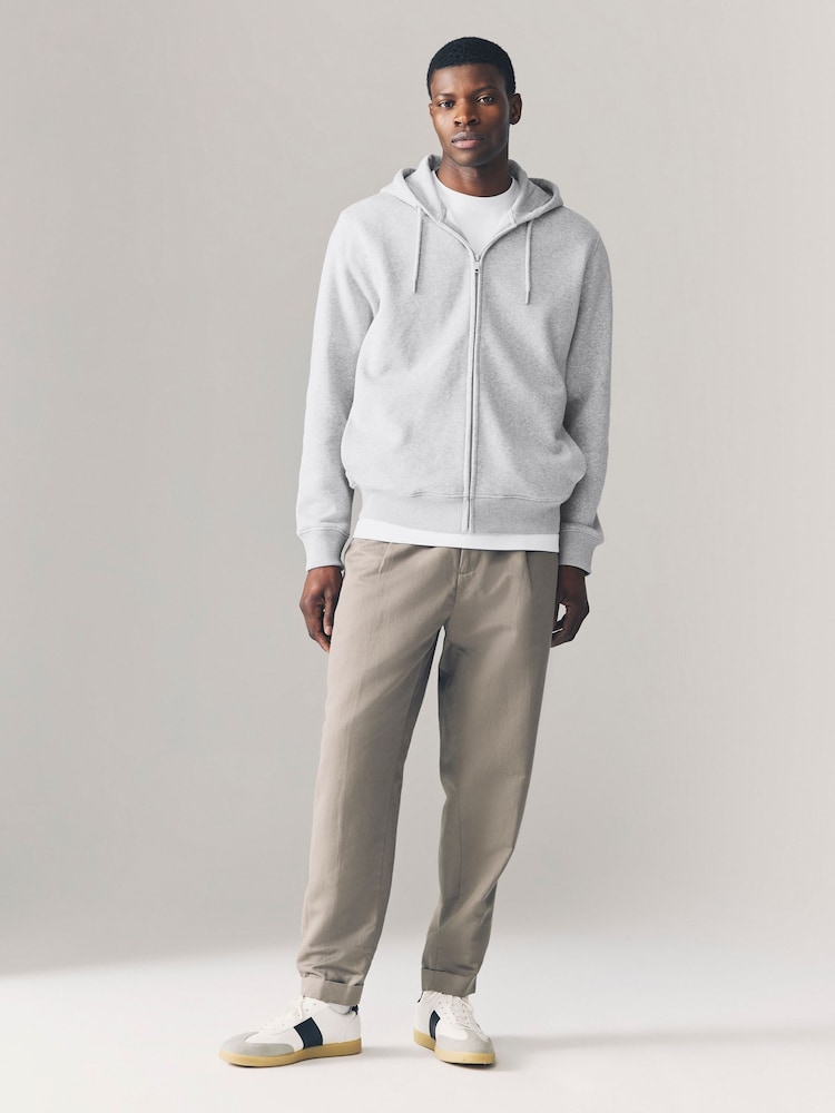 Grey Marl Cotton-Rich Jersey Zip Up Hoodie - Image 2 of 8