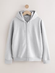 Grey Marl Cotton-Rich Jersey Zip Up Hoodie - Image 6 of 8