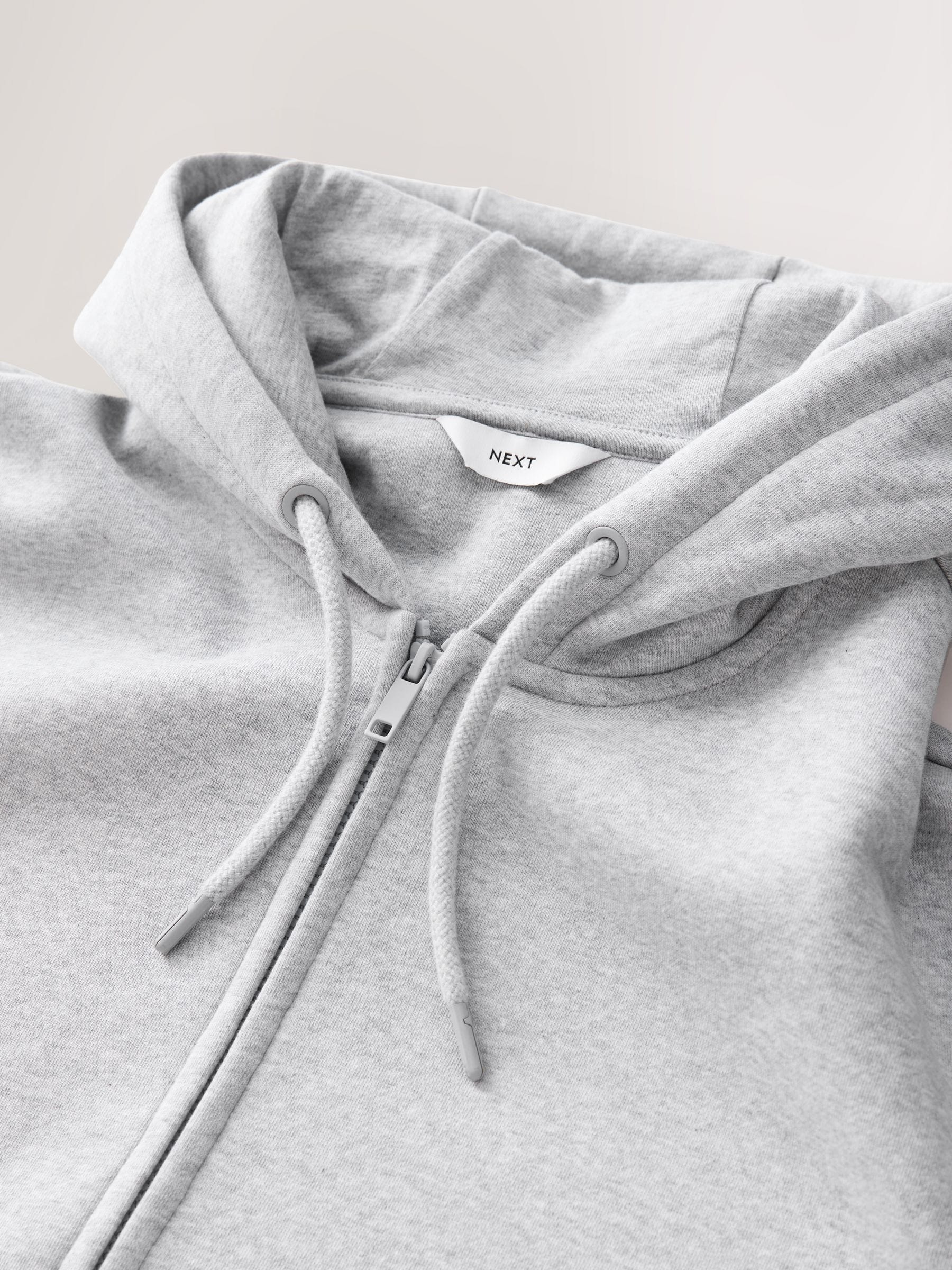 最も優遇の Buy Grey Marl Cotton-Rich Jersey Zip Up Hoodie from Next USA トップス