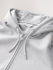 Grey Marl Cotton-Rich Jersey Zip Up Hoodie - Image 7 of 8