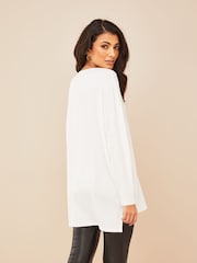 Friends Like These Ivory Soft Jersey V-Neck Long Sleeve Tunic Top - Image 2 of 4