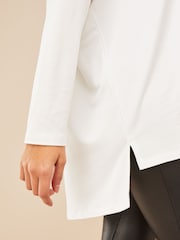 Friends Like These Ivory Soft Jersey V-Neck Long Sleeve Tunic Top - Image 4 of 4
