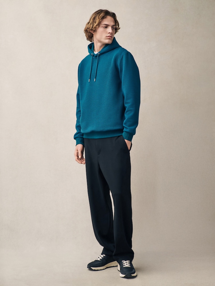Teal Blue Textured Overhead Hoodie - Image 2 of 8