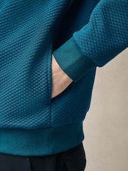 Teal Blue Textured Overhead Hoodie - Image 5 of 8