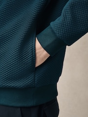 Teal Blue Textured Overhead Hoodie - Image 9 of 13