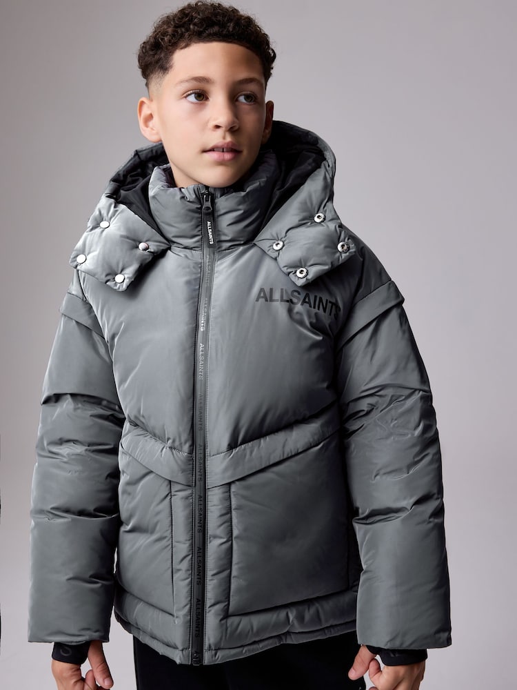 smALLSAINTS Charcoal Grey Logo Padded Coat - Image 1 of 14