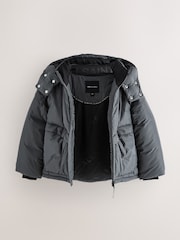 smALLSAINTS Charcoal Grey Logo Padded Coat - Image 10 of 14