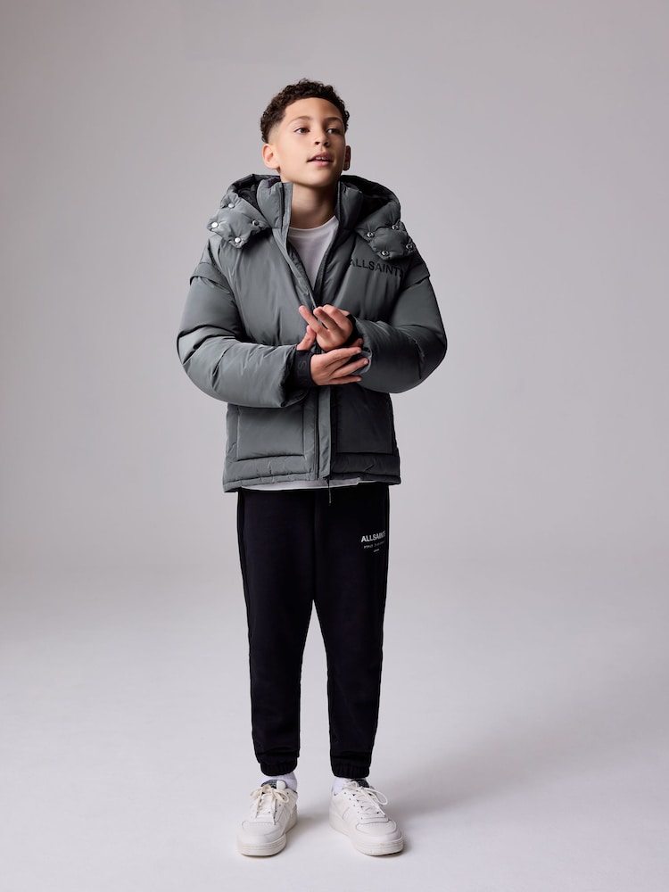 smALLSAINTS Charcoal Grey Logo Padded Coat - Image 2 of 14