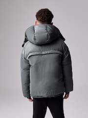 smALLSAINTS Charcoal Grey Logo Padded Coat - Image 3 of 14