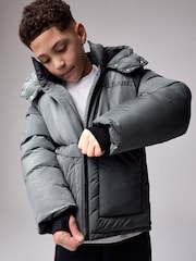 smALLSAINTS Charcoal Grey Logo Padded Coat - Image 4 of 14