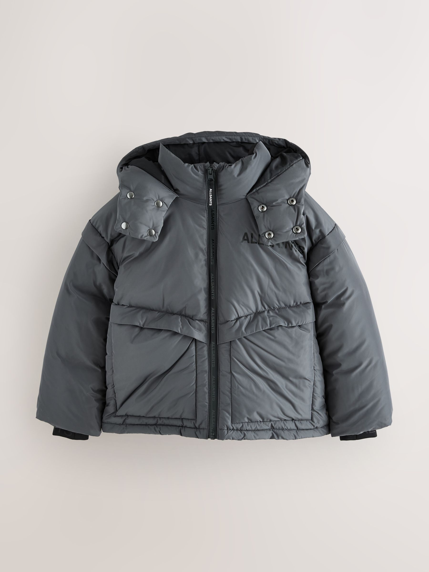 Buy smALLSAINTS Charcoal Grey Logo Padded Coat from Next Iceland
