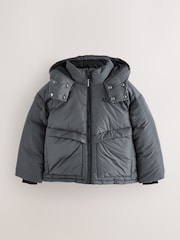 smALLSAINTS Charcoal Grey Logo Padded Coat - Image 8 of 14