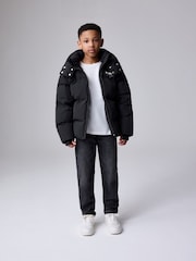 smALLSAINTS Black Underground Short Padded Coat - Image 2 of 16