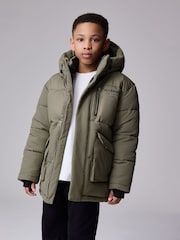 smALLSAINTS Khaki Green Underground Padded Parka - Image 2 of 16
