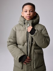 smALLSAINTS Khaki Green Underground Padded Parka - Image 3 of 16