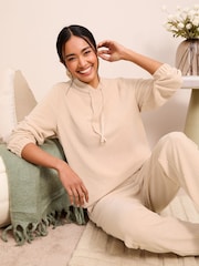 Friends Like These Cream Cosy Velour Ribbed Long Sleeve Pyjamas Hoodie - Image 2 of 4