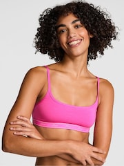 Victoria's Secret PINK Pink Gossip Cotton Logo Skinny Scoop Bralette - Image 1 of 2