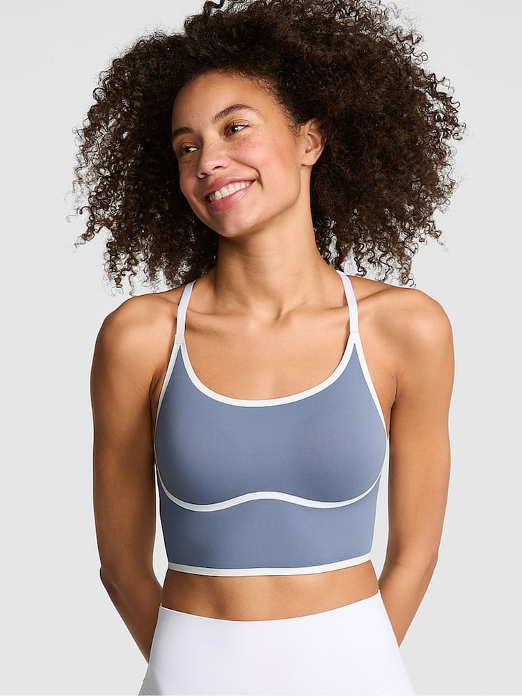 Victoria's Secret PINK Dusty Iris Blue Relay Racerback Sports Bra - Image 1 of 2