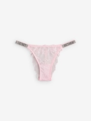 Victoria's Secret Angel Pink Brazilian Shine Strap Knickers - Image 1 of 3