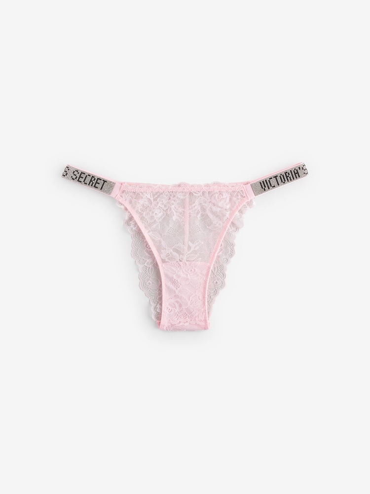 Victoria's Secret Angel Pink Brazilian Shine Strap Knickers - Image 1 of 3