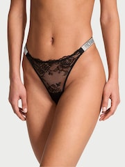 Victoria's Secret Black Lace Brazilian Shine Strap Knickers - Image 1 of 3