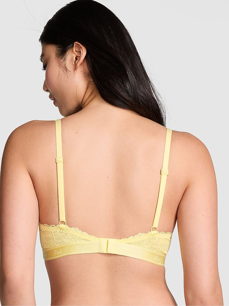 Victoria's Secret PINK Mellow Yellow Lace Lightly Lined Balcony Bra - Image 2 of 3