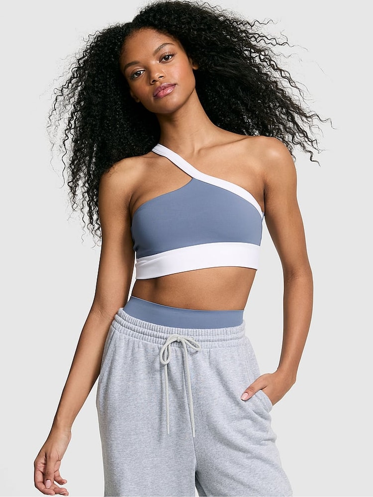 Victoria's Secret PINK Dusty Iris Blue Relay One Shoulder Sports Bra - Image 1 of 2