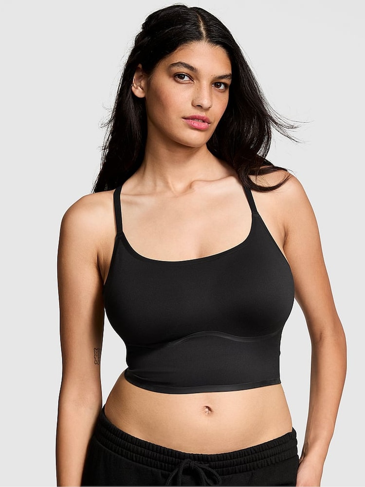Victoria's Secret PINK Black Relay Racerback Sports Bra - Image 1 of 3