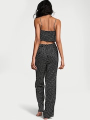 Victoria's Secret Black Dots Satin Cropped Pyjama Set - Image 2 of 3