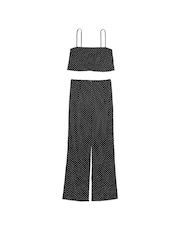 Victoria's Secret Black Dots Satin Cropped Pyjama Set - Image 3 of 3