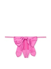 Victoria's Secret New Peony Pink Satin Heart Rhinestone Bow G-String Knickers - Image 2 of 2