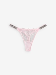 Victoria's Secret Angel Pink Thong Shine Strap Knickers - Image 1 of 3