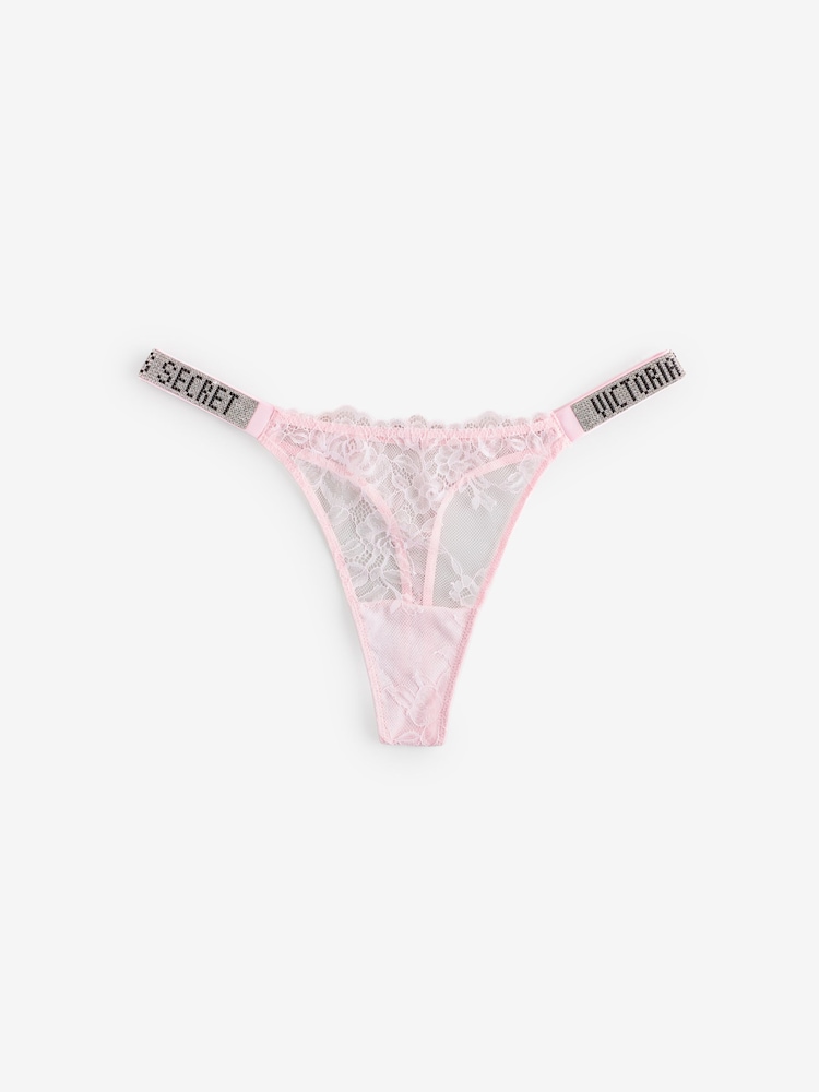 Victoria's Secret Angel Pink Thong Shine Strap Knickers - Image 1 of 3