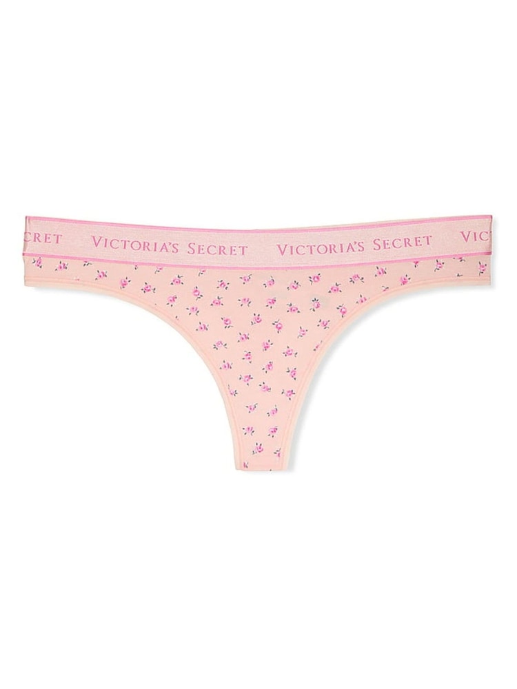 Victoria's Secret Light Pink Floral Thong Knickers - Image 3 of 3