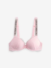 Victoria's Secret Angel Pink Push Up Shine Strap Bra - Image 1 of 3